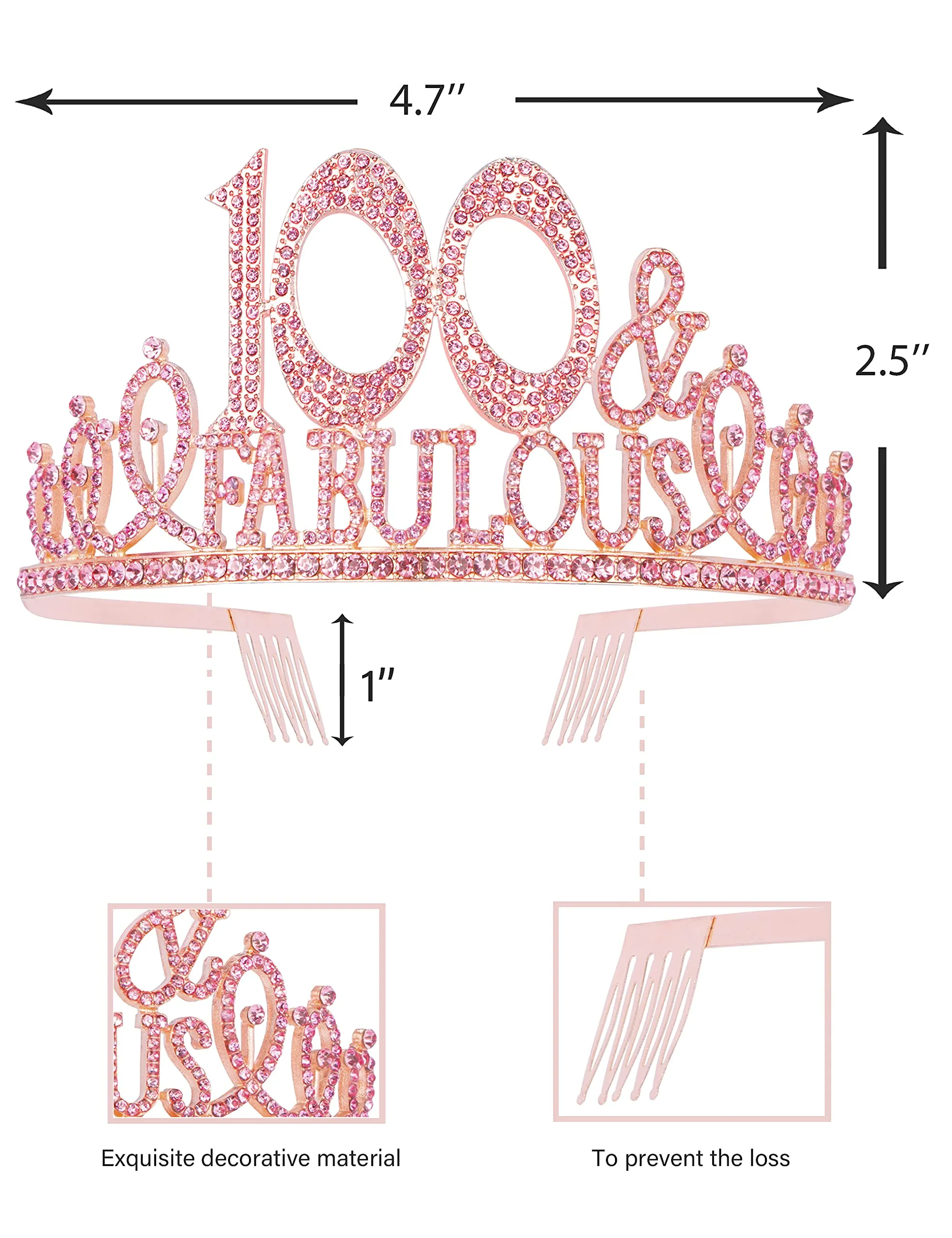 100th Birthday Gifts for Women, 100th Birthday Crown & Sash for Women, 100th Birthday