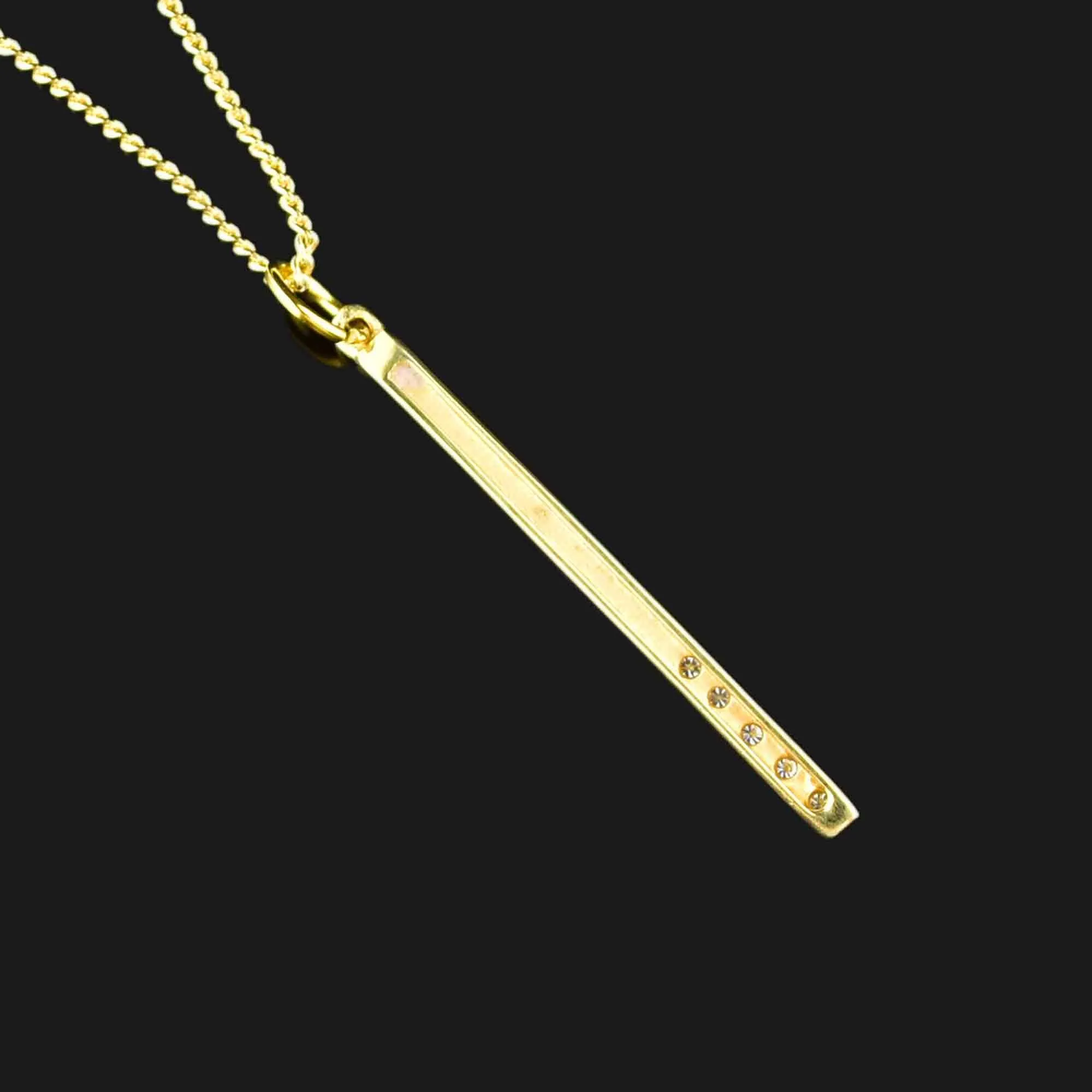 14K Gold Bar Diamond Pendant Necklace