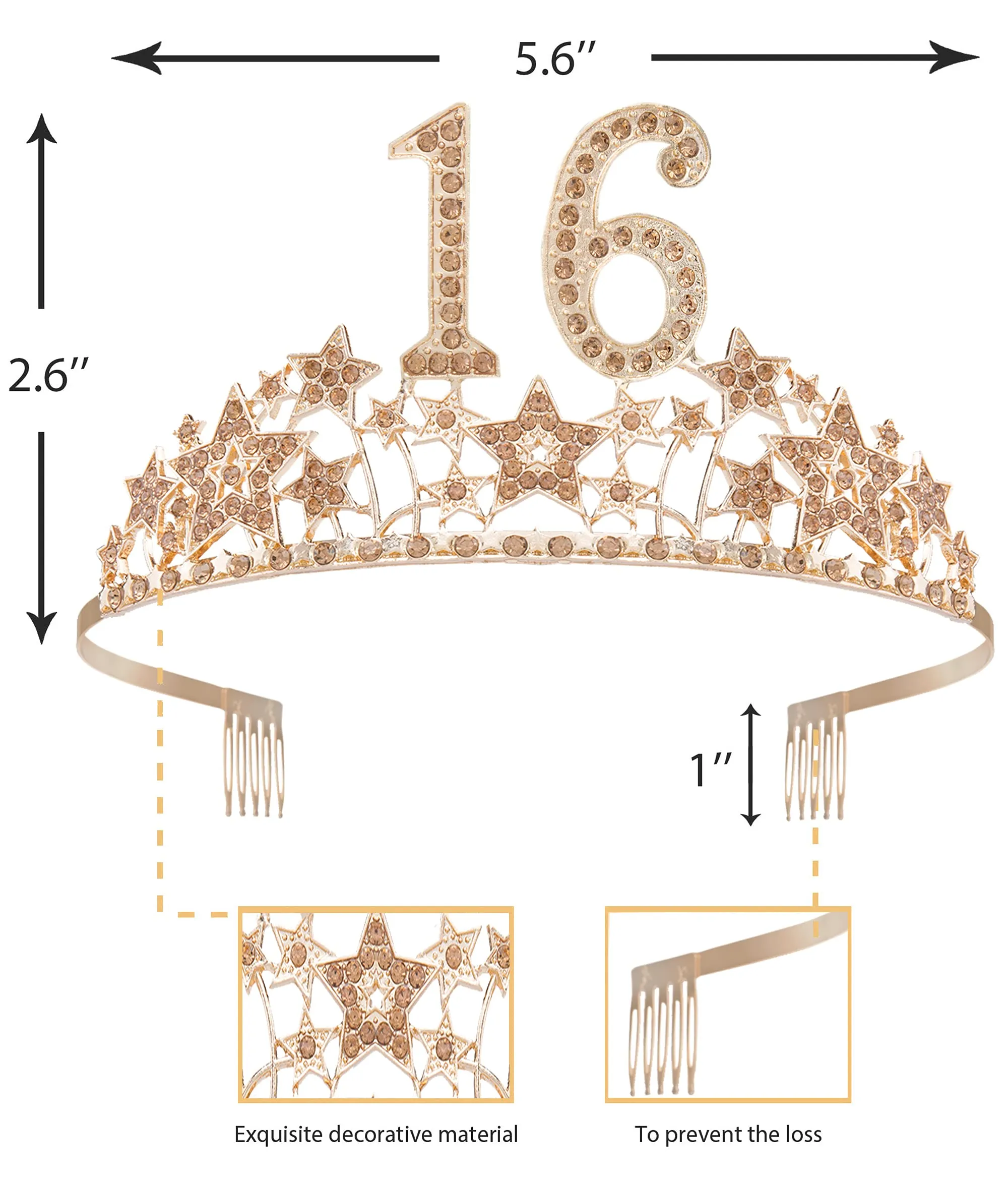 16th Birthday, 16th Birthday Gifts for Girls, 16th Birthday Tiara and Sash Gold, 16th