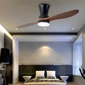 2 Blades Wood 18W LED Dimmable with Remote Mute Modern Ceiling Fans