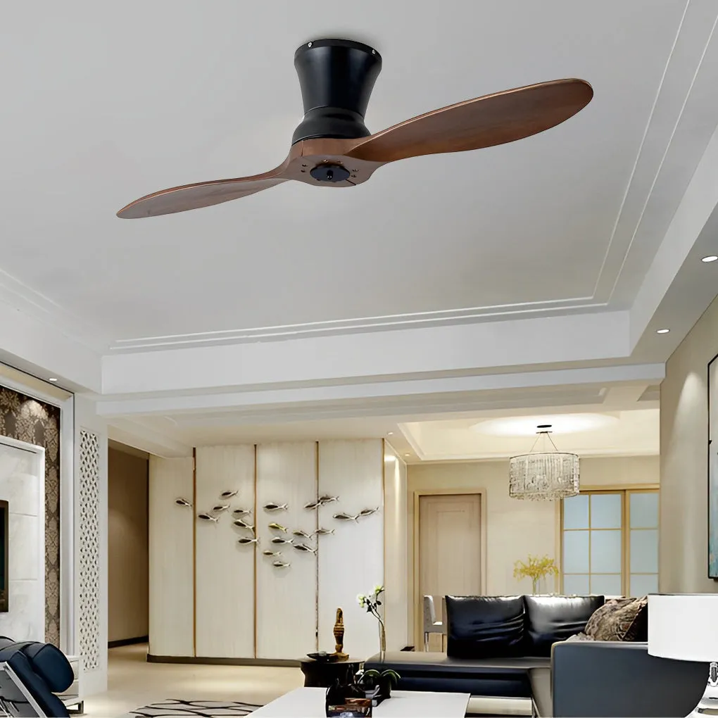 2 Blades Wood 18W LED Dimmable with Remote Mute Modern Ceiling Fans