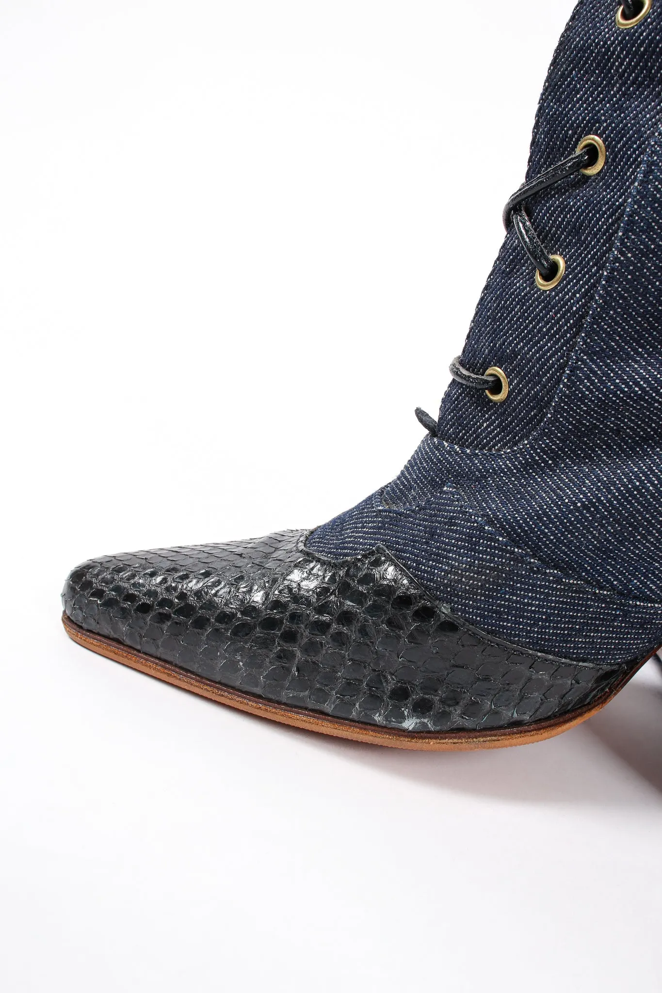 2000 Snakeskin Denim Boots