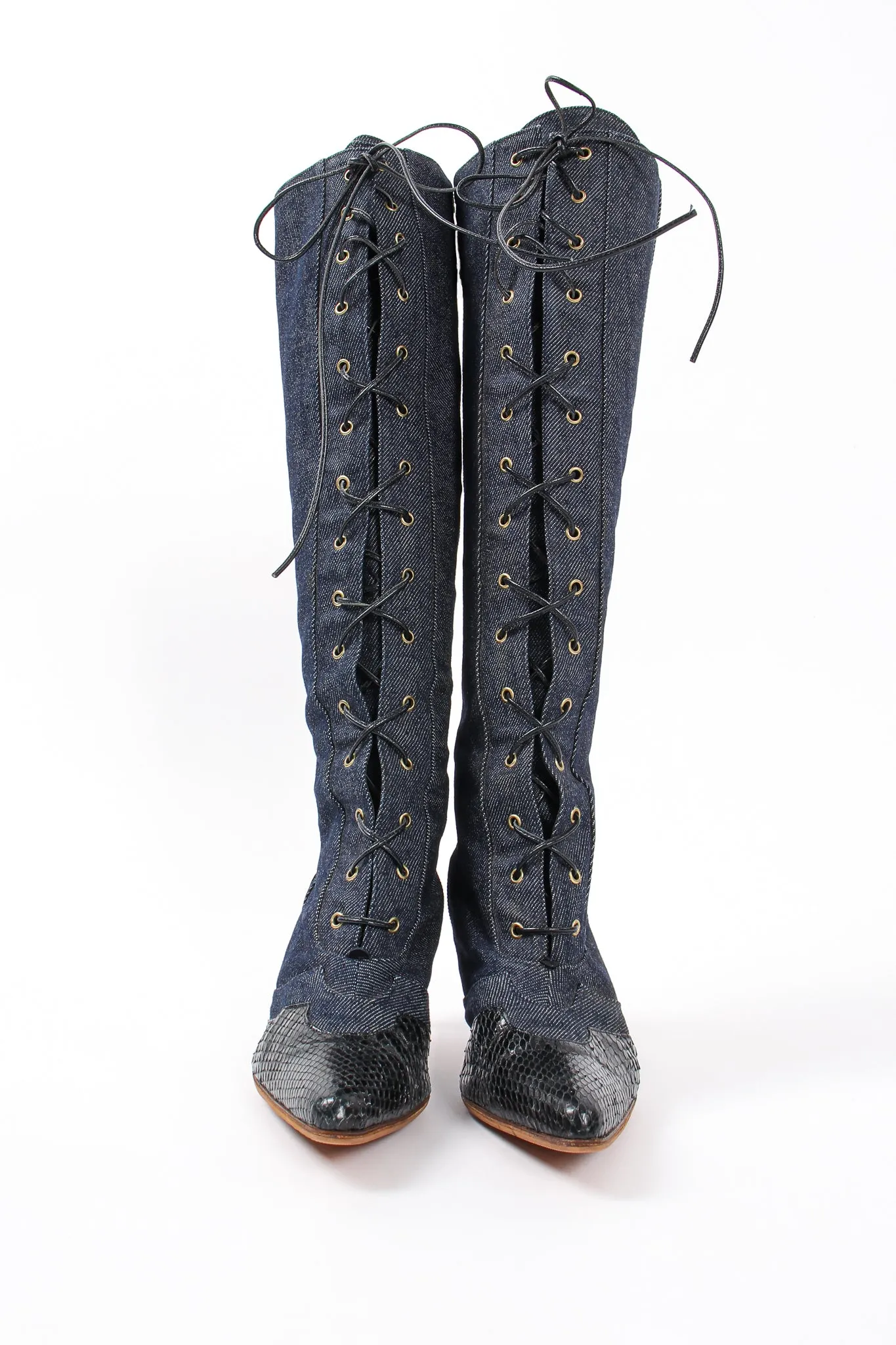 2000 Snakeskin Denim Boots