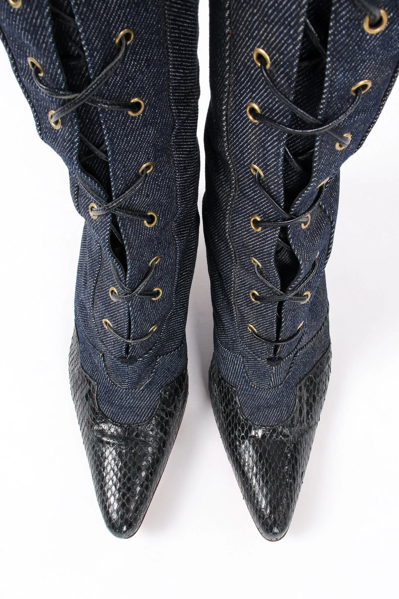 2000 Snakeskin Denim Boots