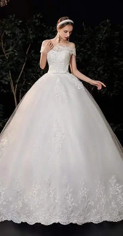 2024 Luxury Full Sleeve V-Neck Wedding Dress