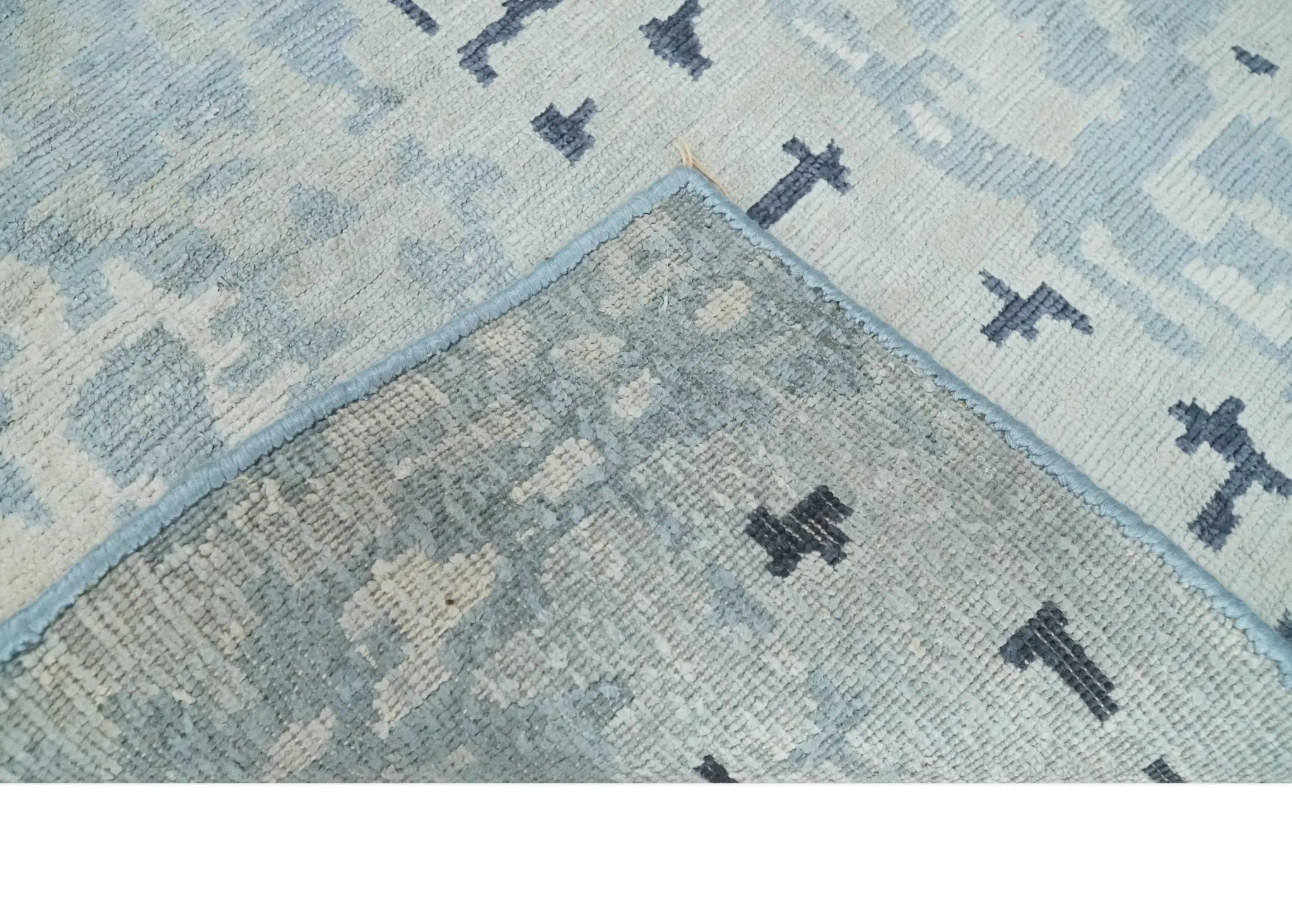 2x3 Modern Abstract Blue, Ivory and Charcoal Rug made with Bamboo silk | N5723