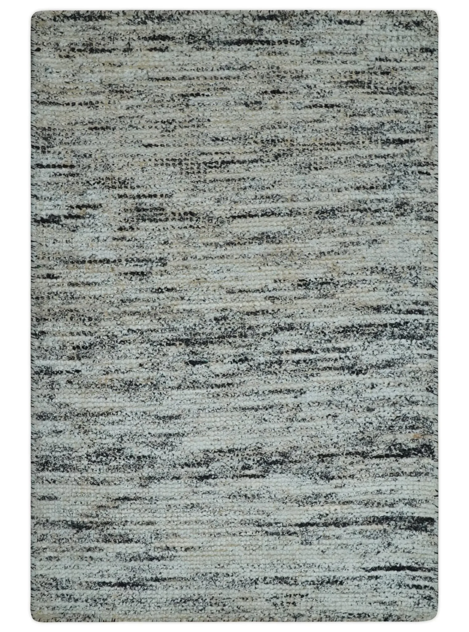 2x3 Modern Abstract Charcoal and Silver Rug made with Art Silk | N4923