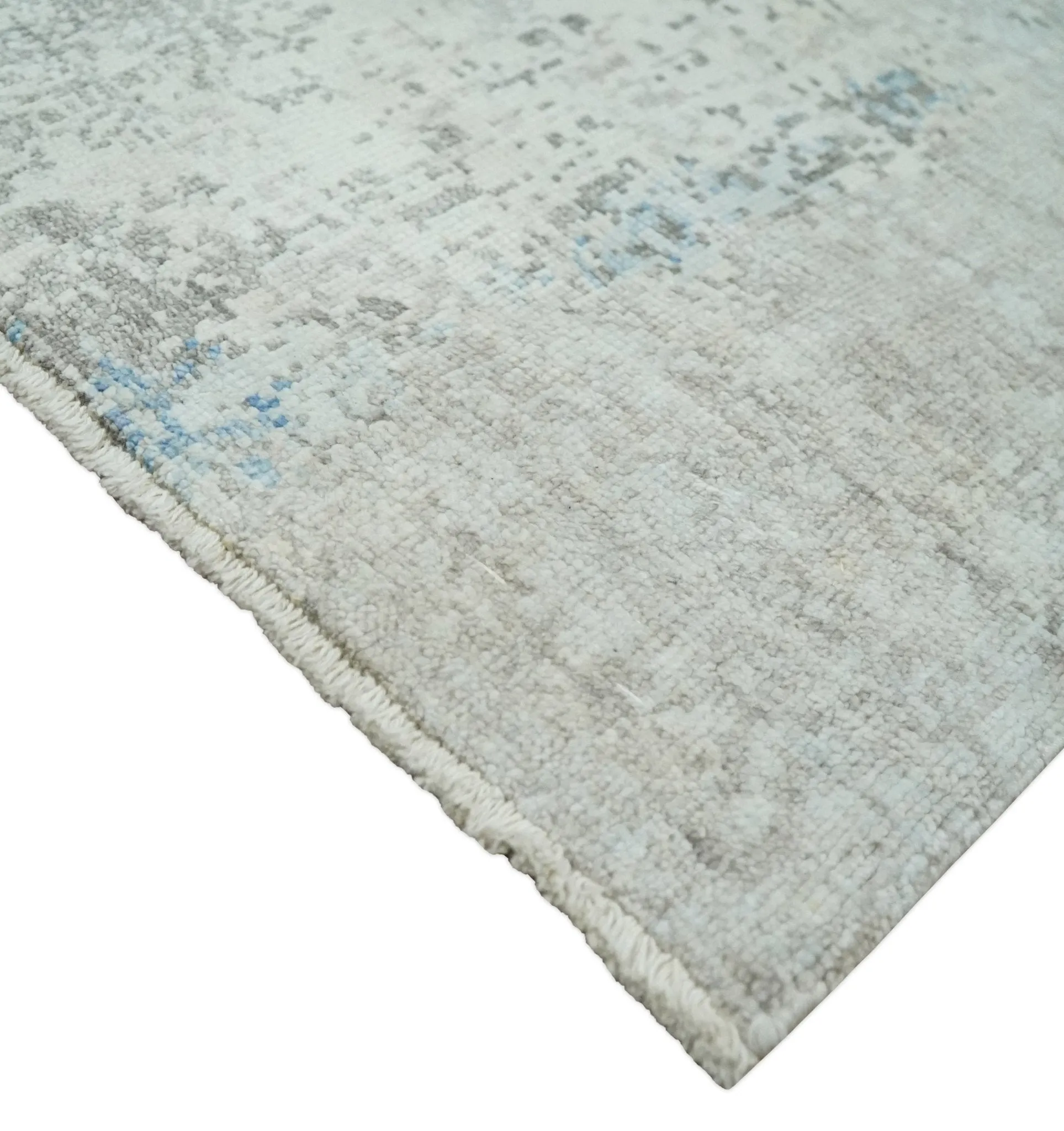 2x4 Modern Abstract Blue and Ivory Rug made with Art Silk| N4124