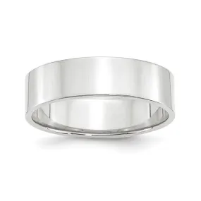 6MM White Gold Flat Wedding Band