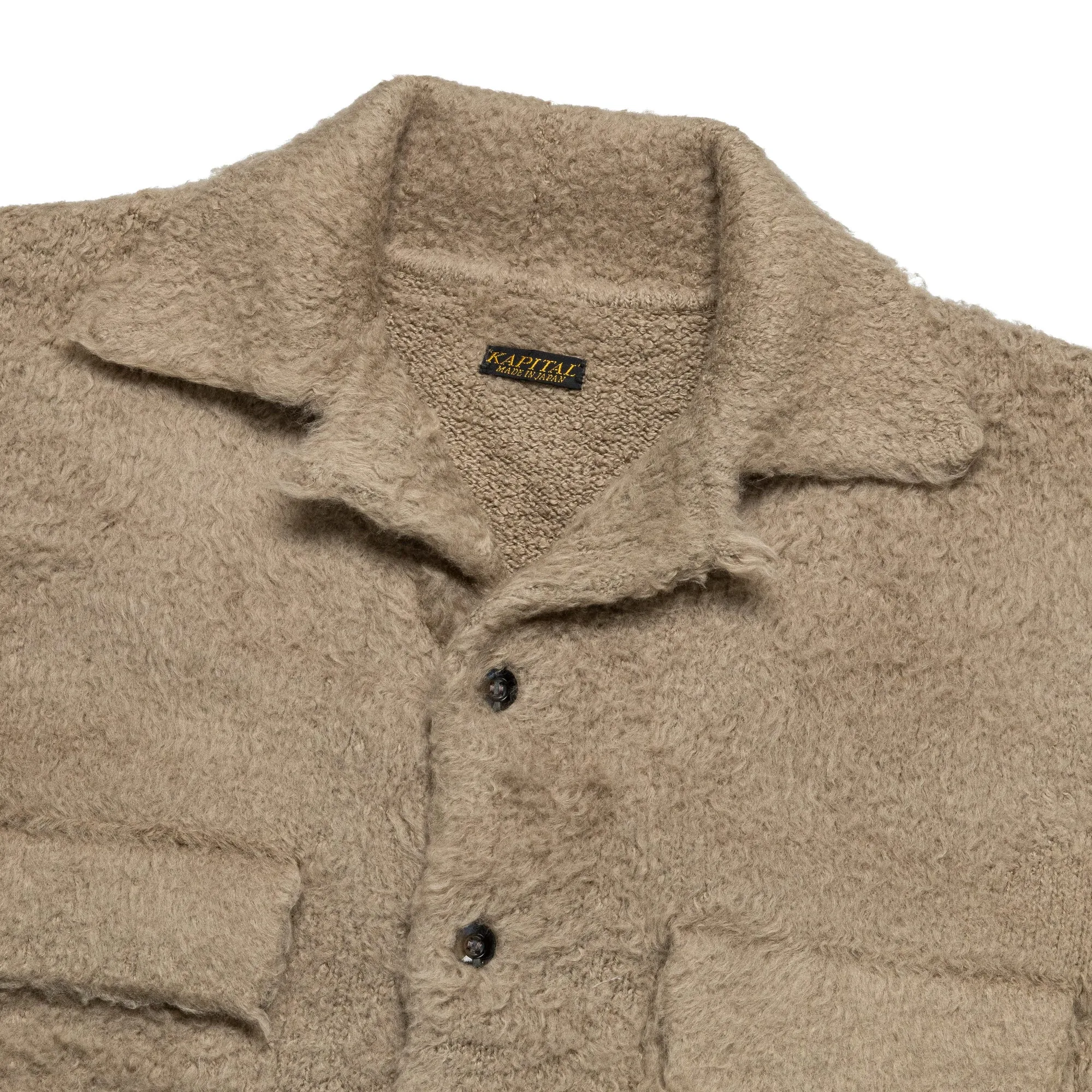 7G Shaggy Knit Board Shirt - Beige/Khaki