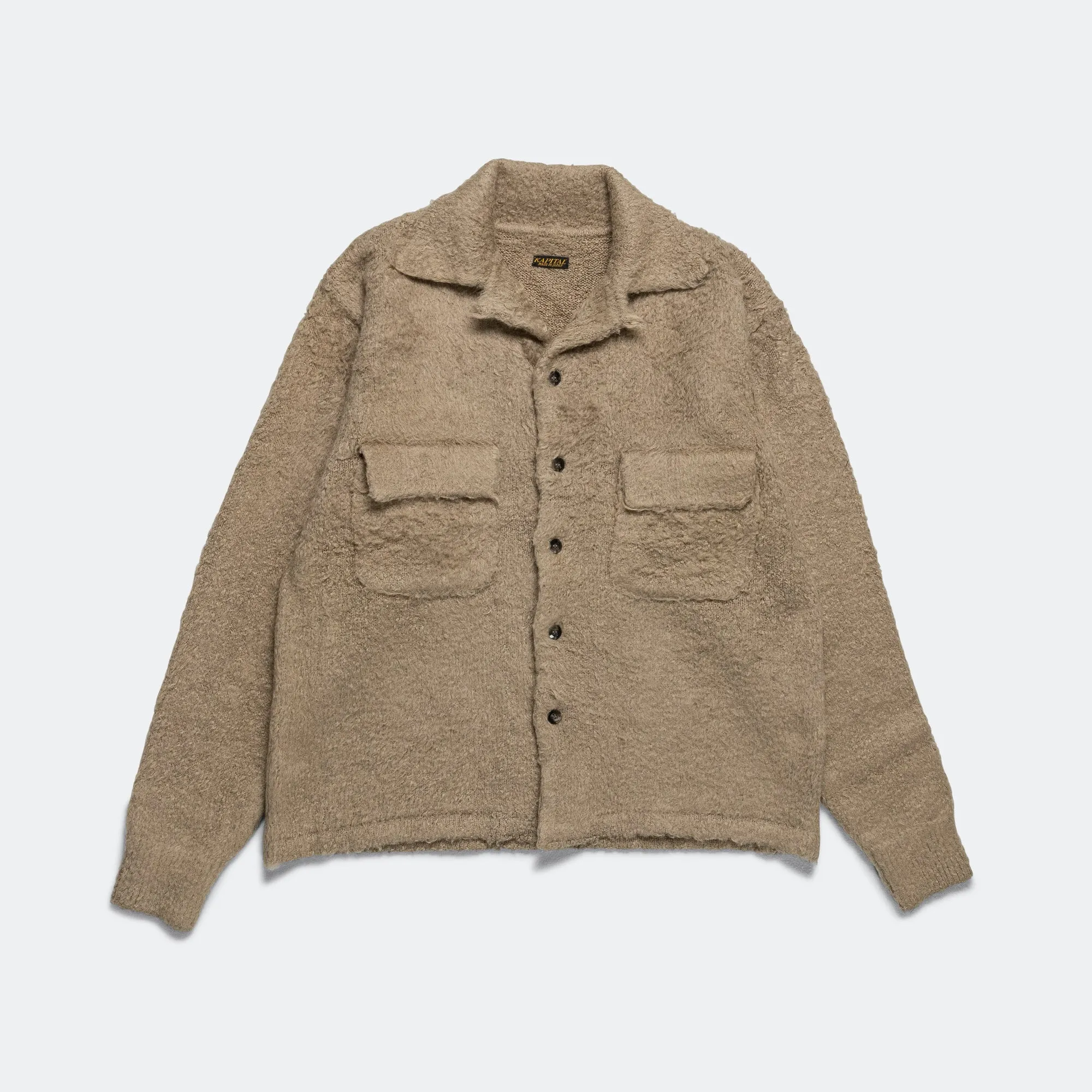 7G Shaggy Knit Board Shirt - Beige/Khaki