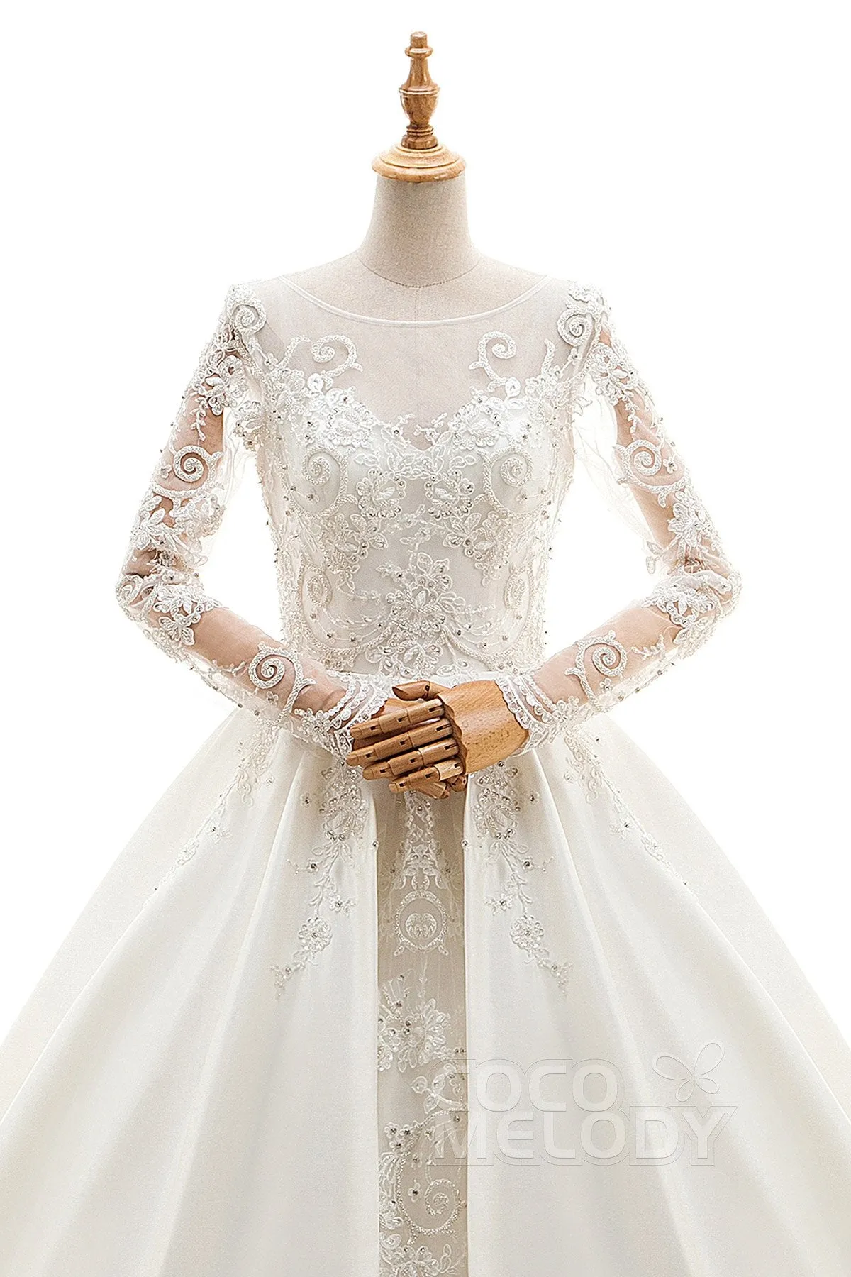 A-Line Cathedral Train Tulle and Satin Wedding Dress LD4139