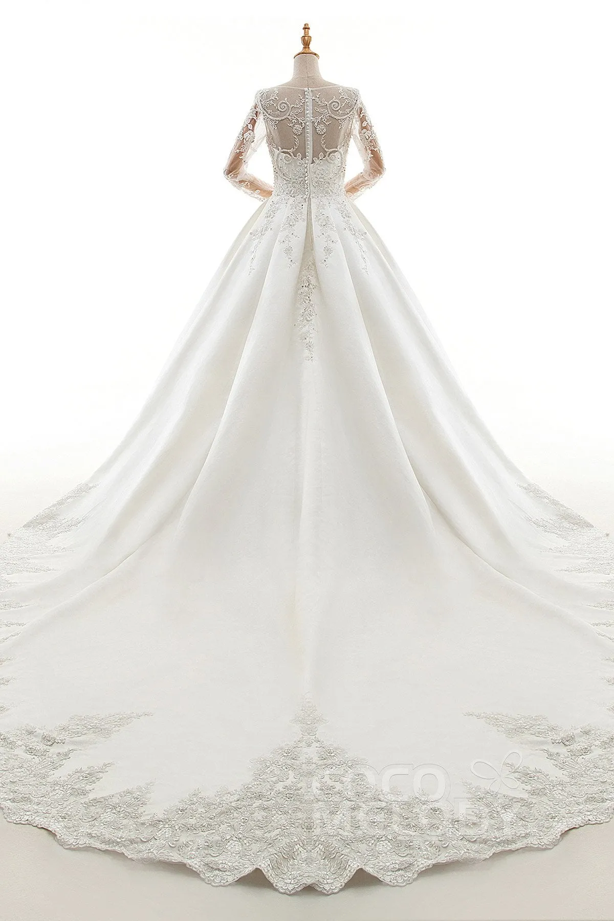 A-Line Cathedral Train Tulle and Satin Wedding Dress LD4139