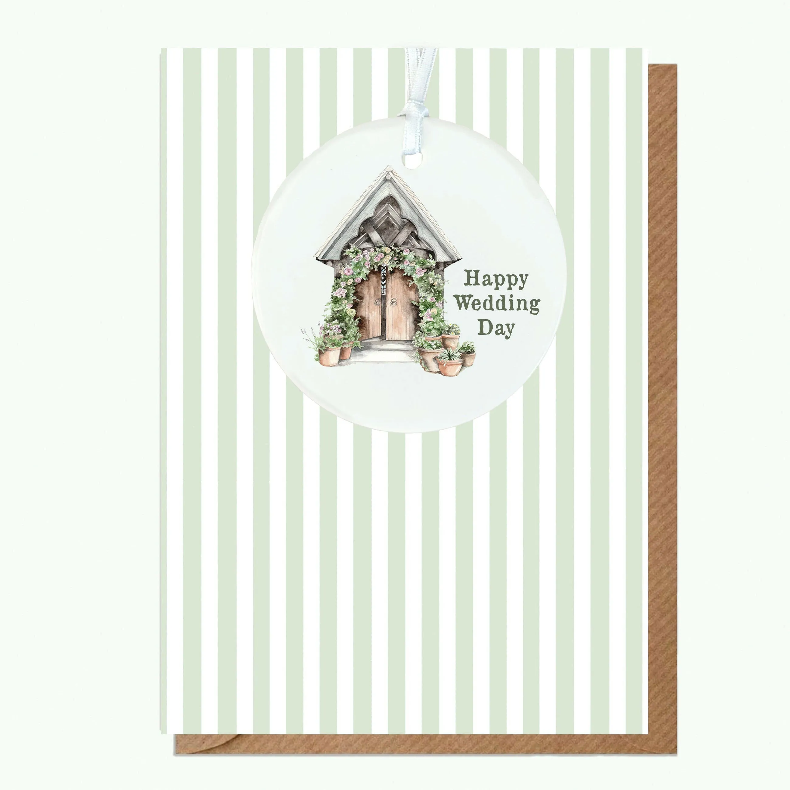 A6 Greeting Card with Ceramic Keepsake - Wedding Church