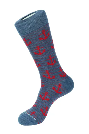 Anchor Stripe Crew Sock