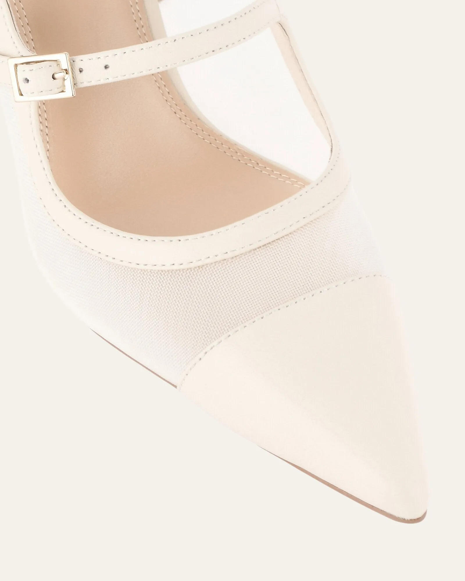 ASCOT HIGH HEELS OFF WHITE MESH