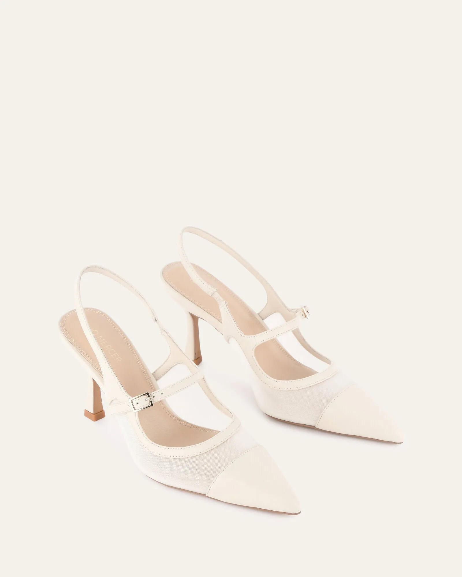 ASCOT HIGH HEELS OFF WHITE MESH