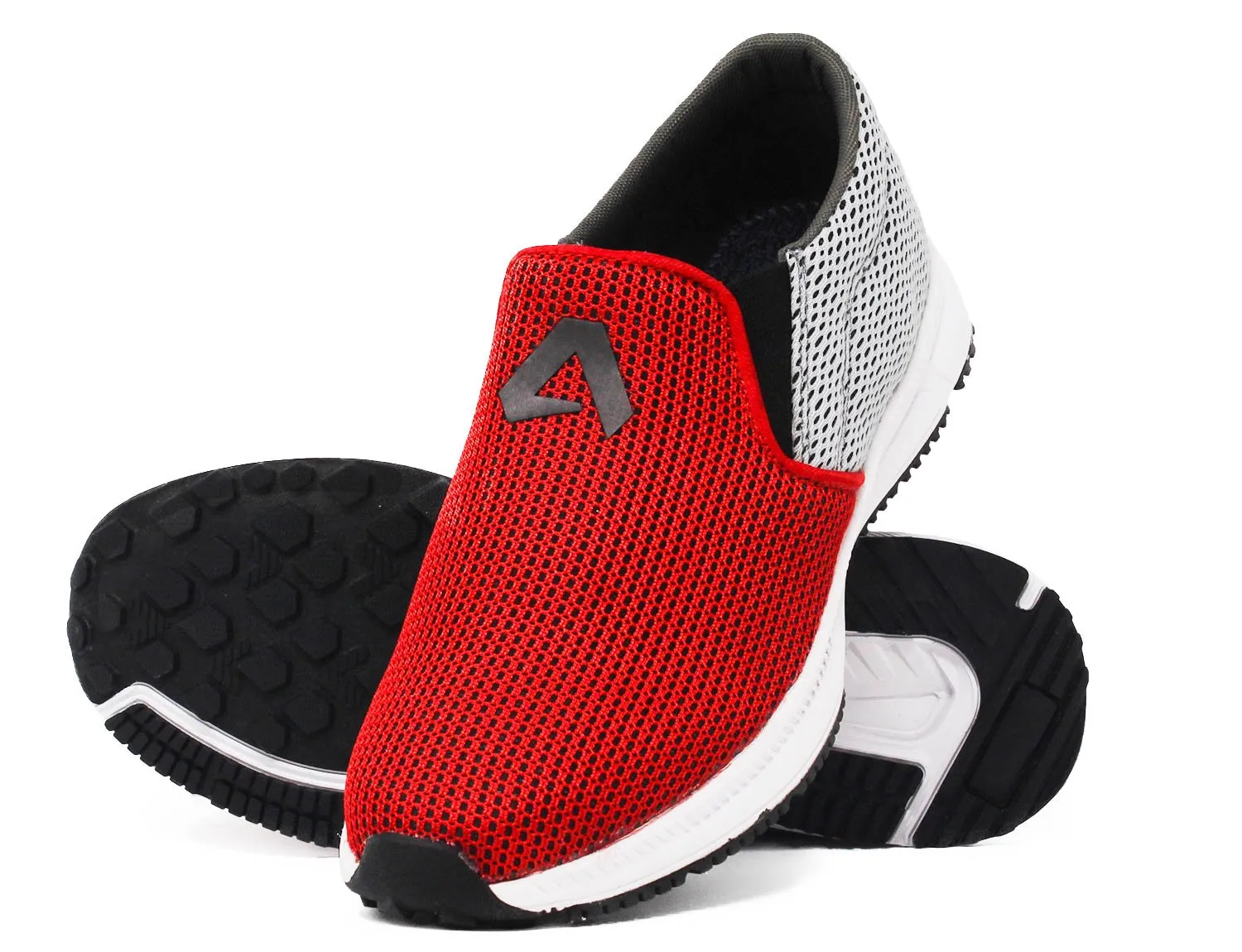 Avant Men's Dual Mesh Slip On Sports Shoes - Red/Grey