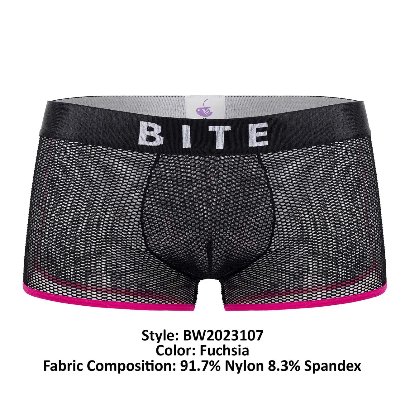 BiteWear BW2023107 Bright Kumquat Trunks Black Fuchsia