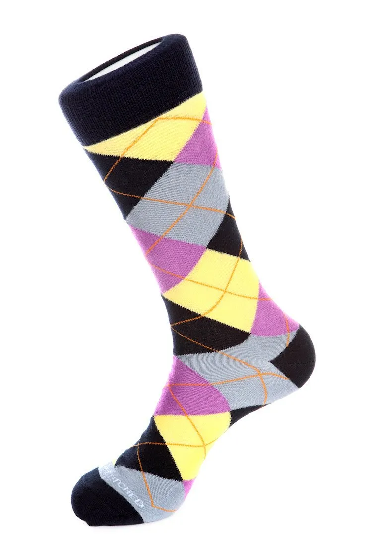 Black Cherry Argyle Sock