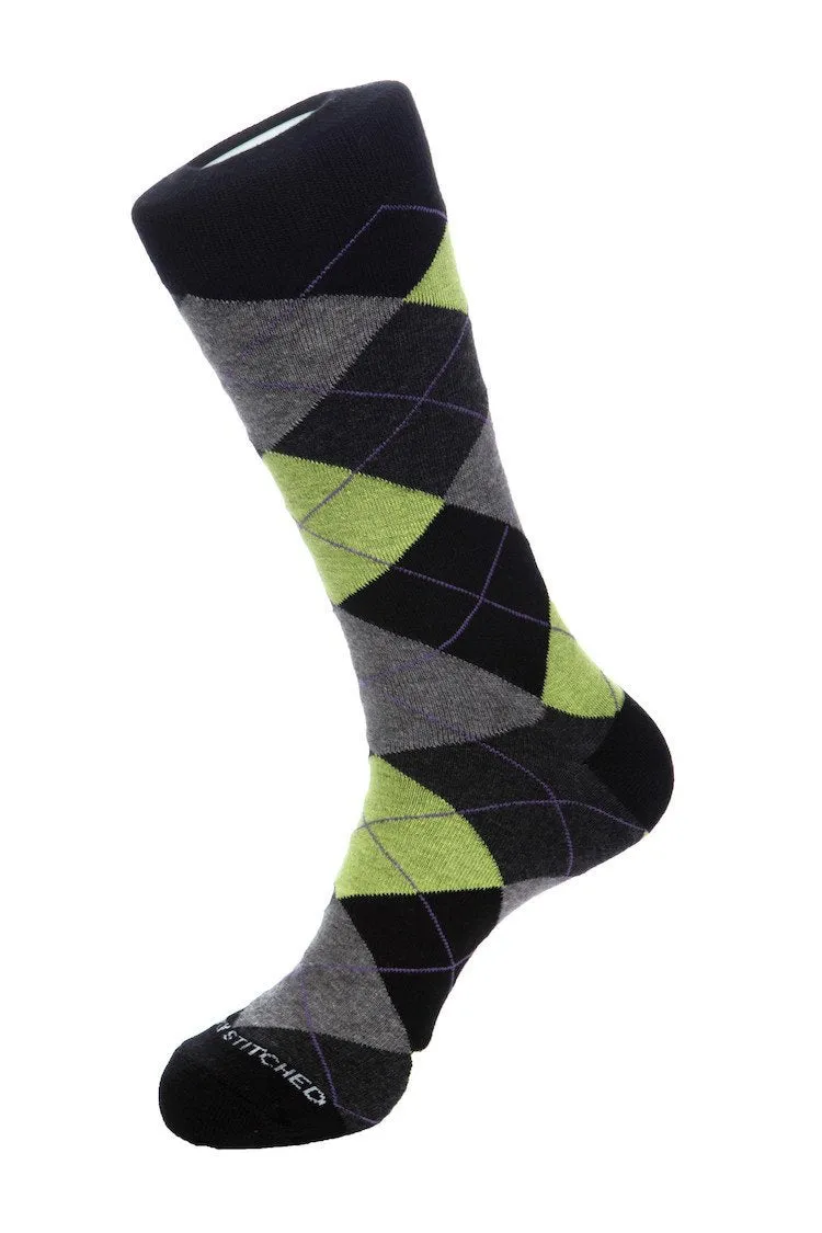 Black Cherry Argyle Sock