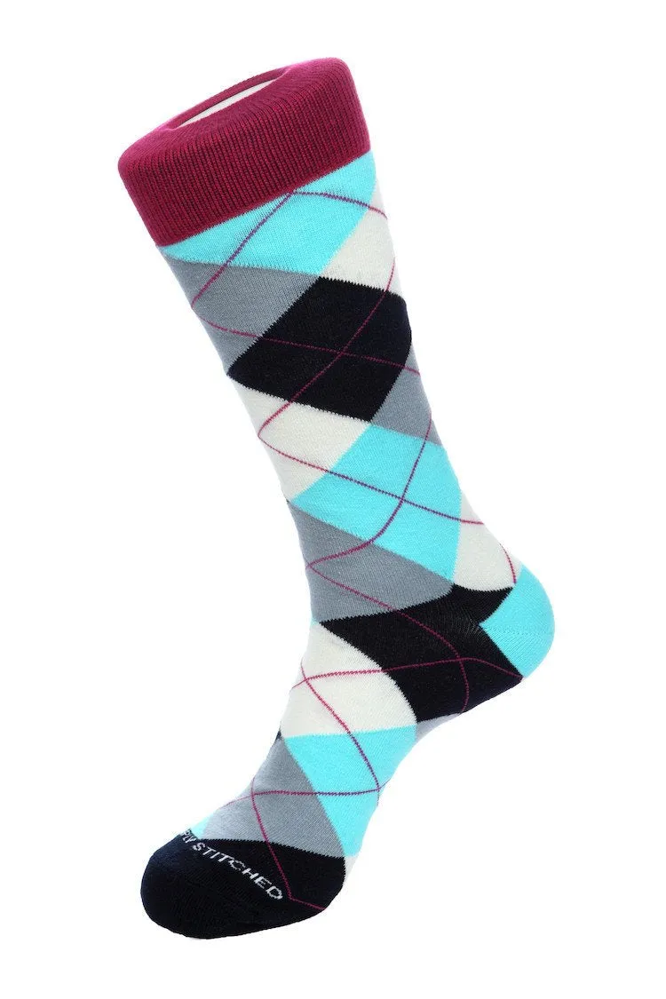 Black Cherry Argyle Sock