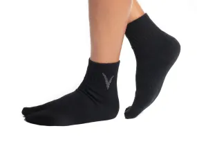 Black Wool Casual V-Toe Flip-Flop Tabi Big Toe Socks