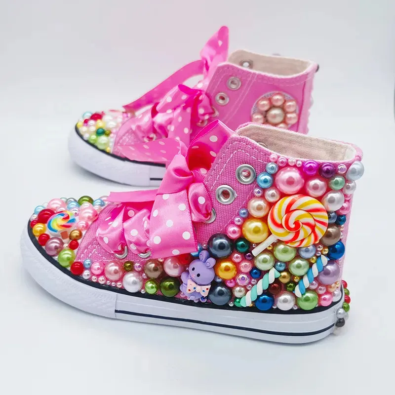 Bling Baseball Boots Bright Pink Candy Canvas