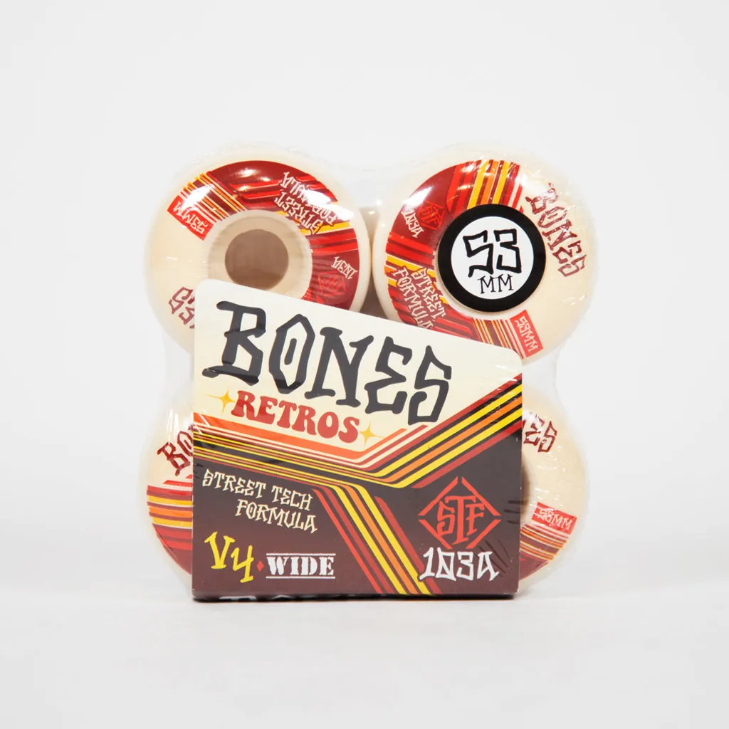 Bones - 53mm (103a) STF V4 Wide Retros Skateboard Wheels