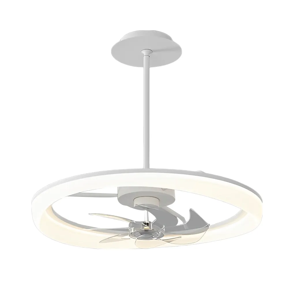 Circular Mute LED Stepless Dimming White Modern Ceiling Fans with Remote