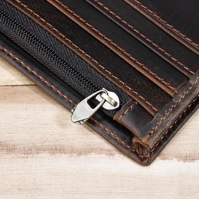 Classic Men's Full Grain Leather Wallet, Leather Coins Purse, Unisex Bifold Wallet, Great Gift Idea for Men Best Man Groomsmen Father's Day