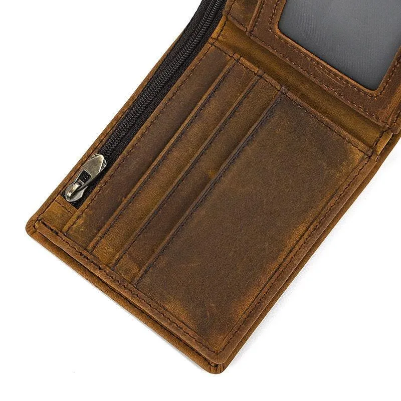 Classic Men's Full Grain Leather Wallet, Leather Coins Purse, Unisex Bifold Wallet, Great Gift Idea for Men Best Man Groomsmen Father's Day