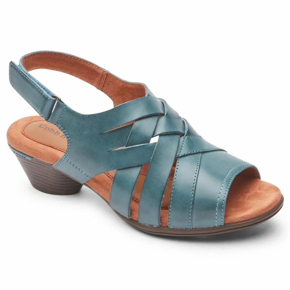 Cobb Hill LAUREL WOV SANDAL TEAL LTHR