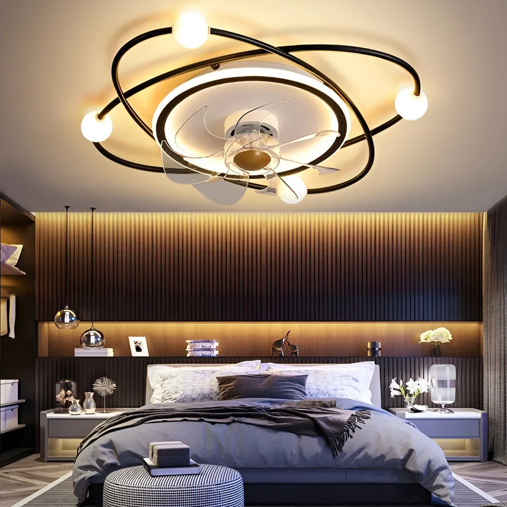 Creative Intelligent Mute Stepless Dimming LED Nordic Ceiling Fan Light