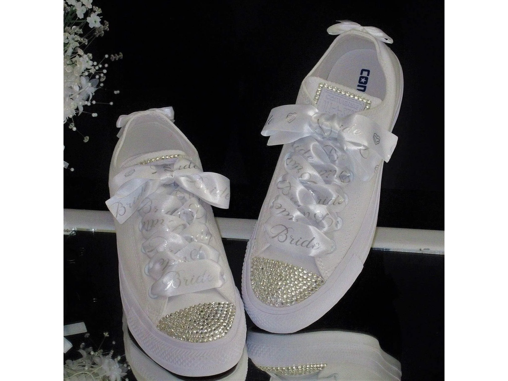 Custom Crystal Converse Wedding Trainers.