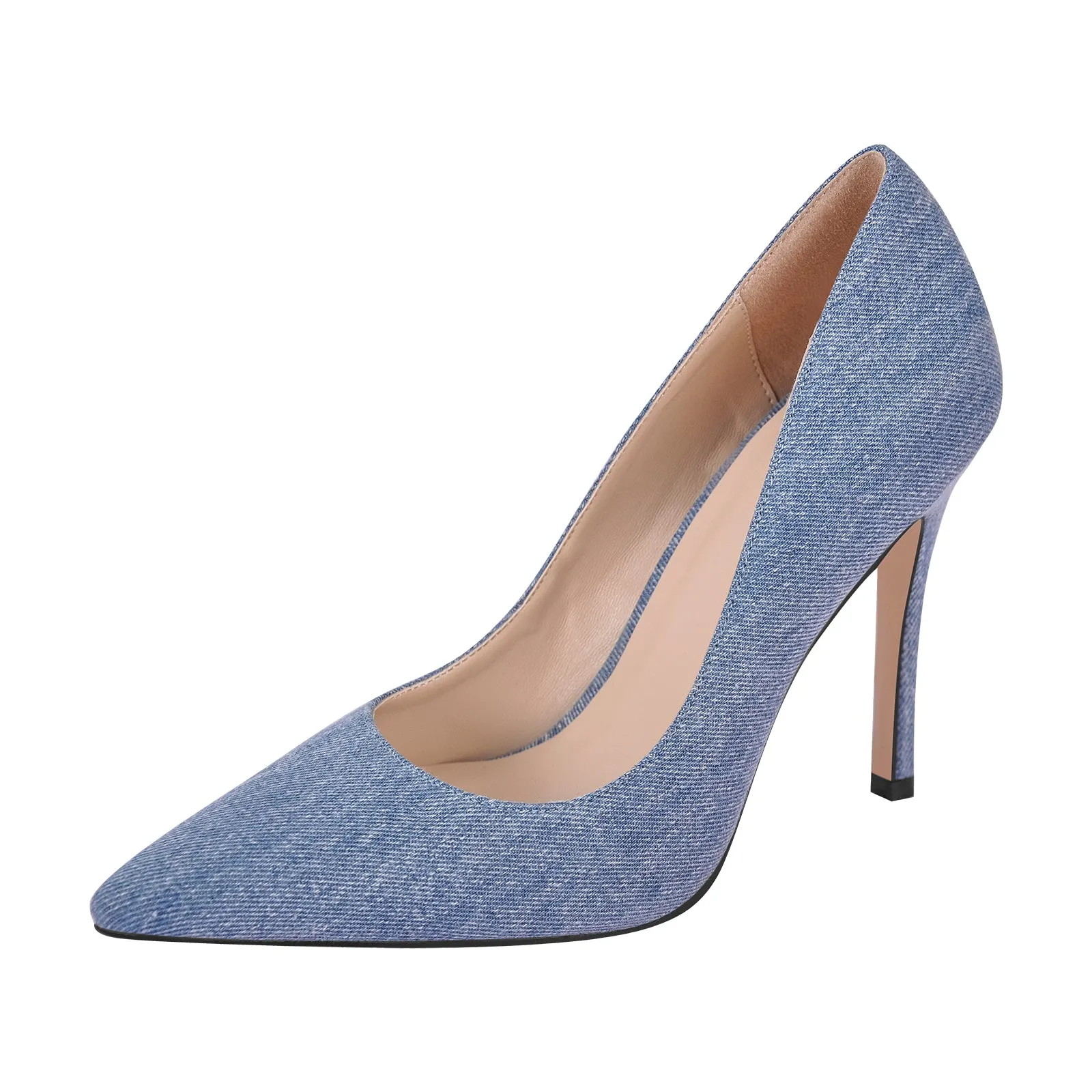 Denim Pointed Toe Stilettos Pumps