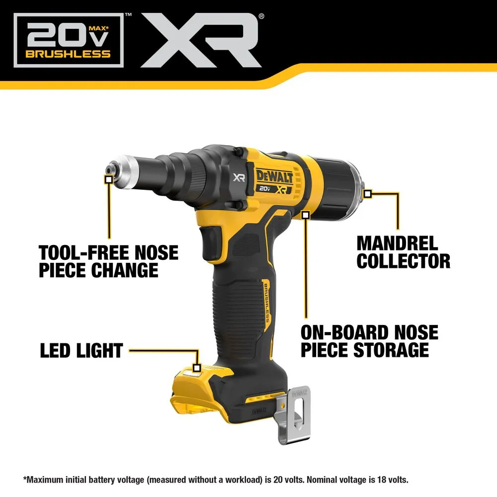 DeWALT DCF403B 20V MAX 3/16" Brushless Cordless Rivet Tool - Bare Tool