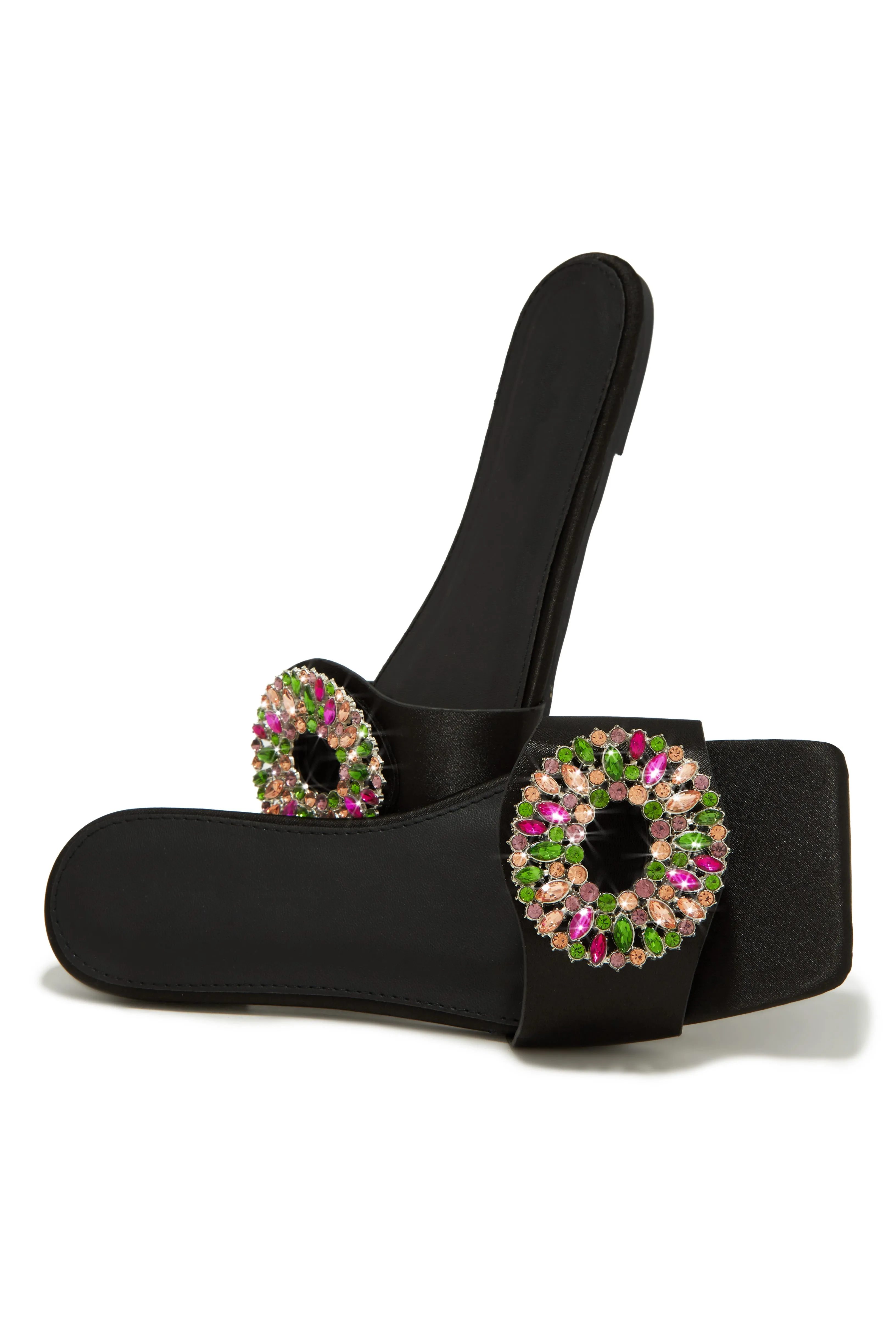 Dolce Summer Embellished Slip On Sandals - Black