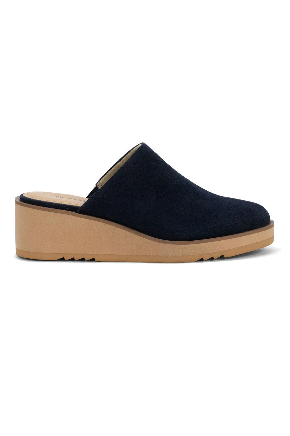 Edmond Wedge Mules - Navy