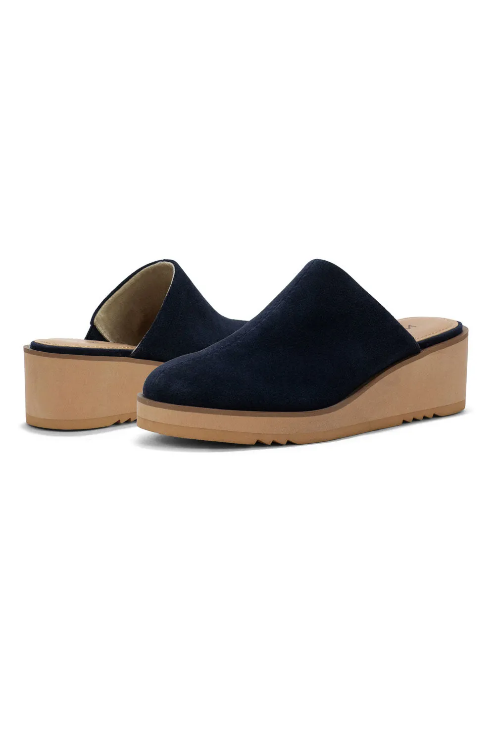 Edmond Wedge Mules - Navy