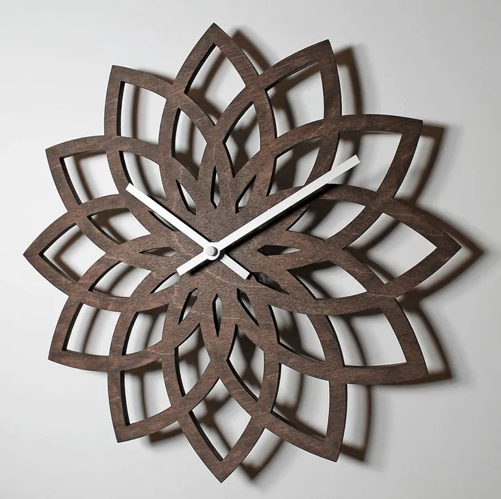 Exquisite Lotus Blossom Wooden Wall Clock