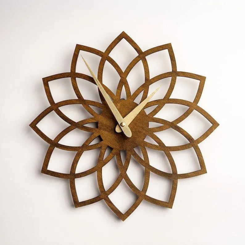 Exquisite Lotus Blossom Wooden Wall Clock