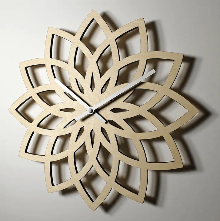 Exquisite Lotus Blossom Wooden Wall Clock