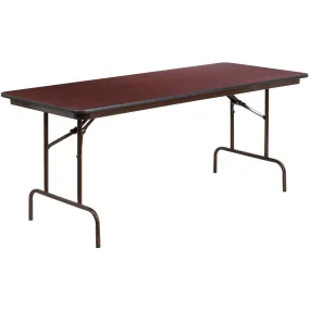 Flash Furniture Folding Banquet Table, 30H x 30W x 72D, Mahogany