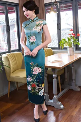 Floral Print Long Qipao Dress