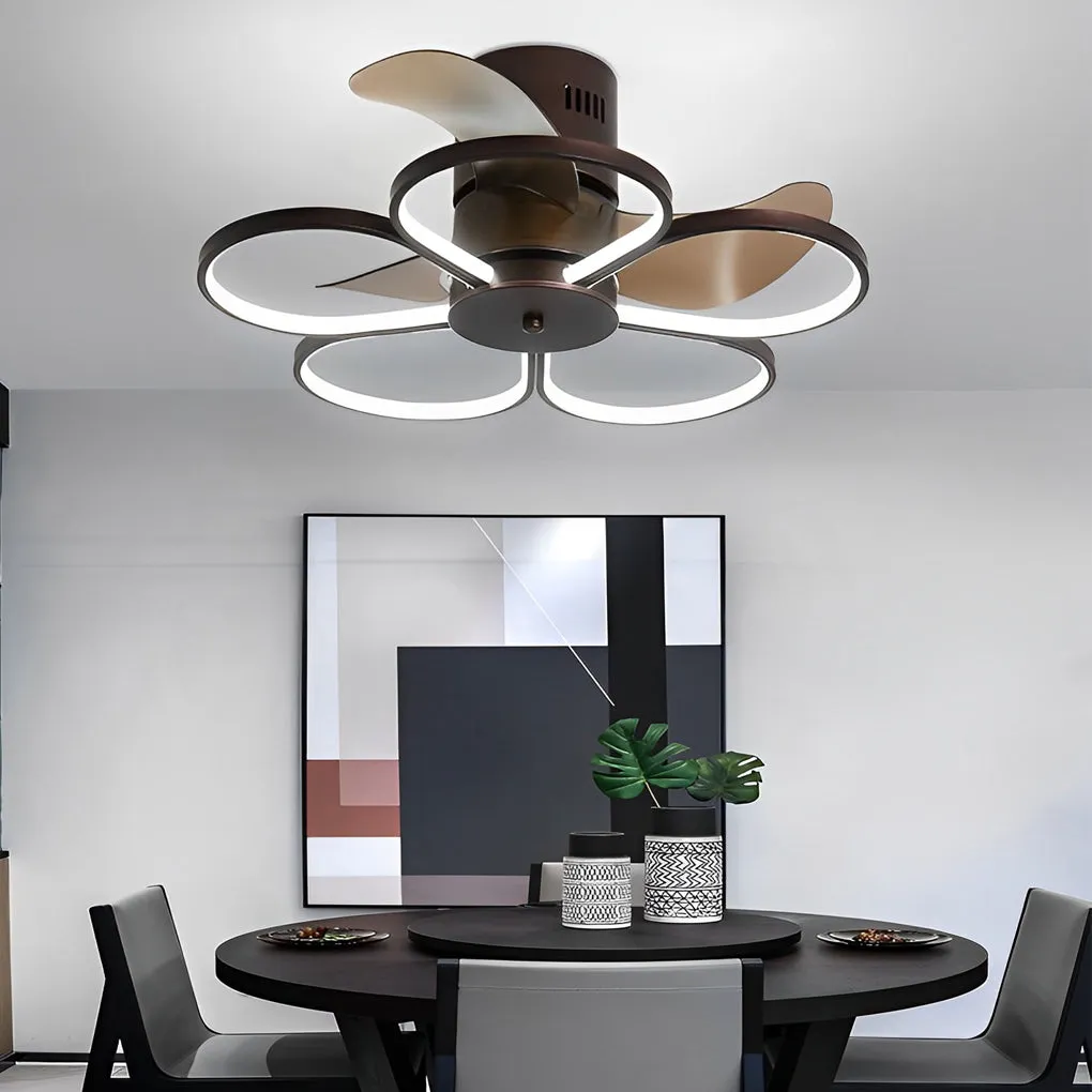 Flowers Intelligent Dimmable LED Mute Modern Bladeless Ceiling Fans Lamp