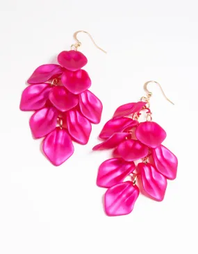 Fuchsia Petal Drop Earrings