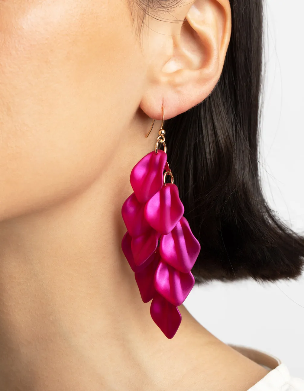 Fuchsia Petal Drop Earrings