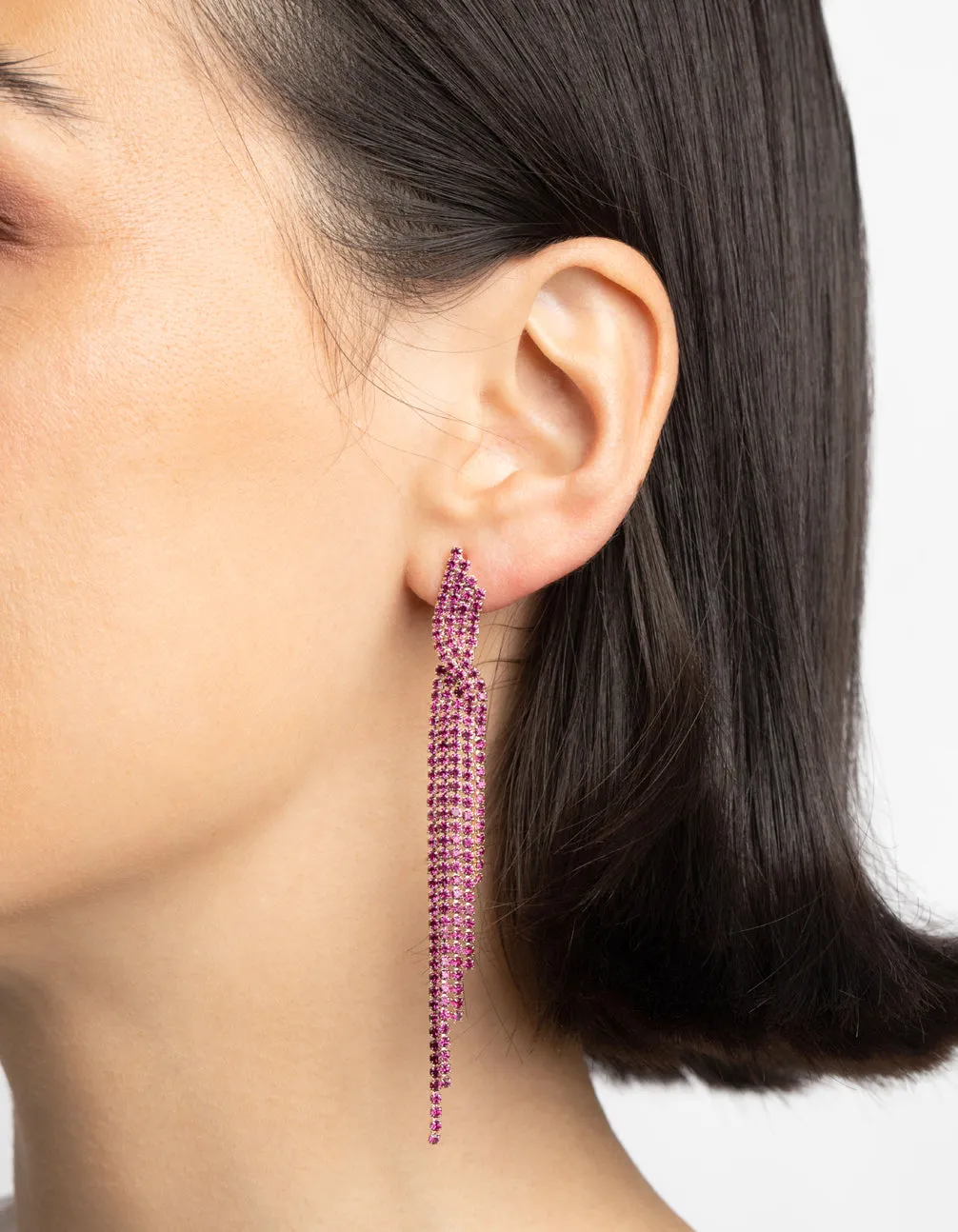 Fuchsia Twisted Drop Earrings