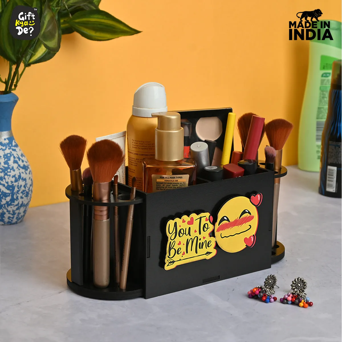 Funky 2 Compartment Makeup Organizer with Brush Holder